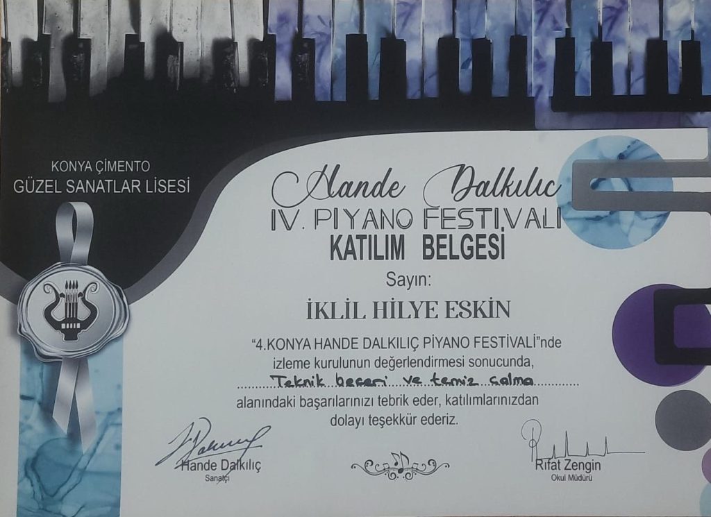 İklil Hilye ESKİN’den Festival&nbsp;Ödülü!