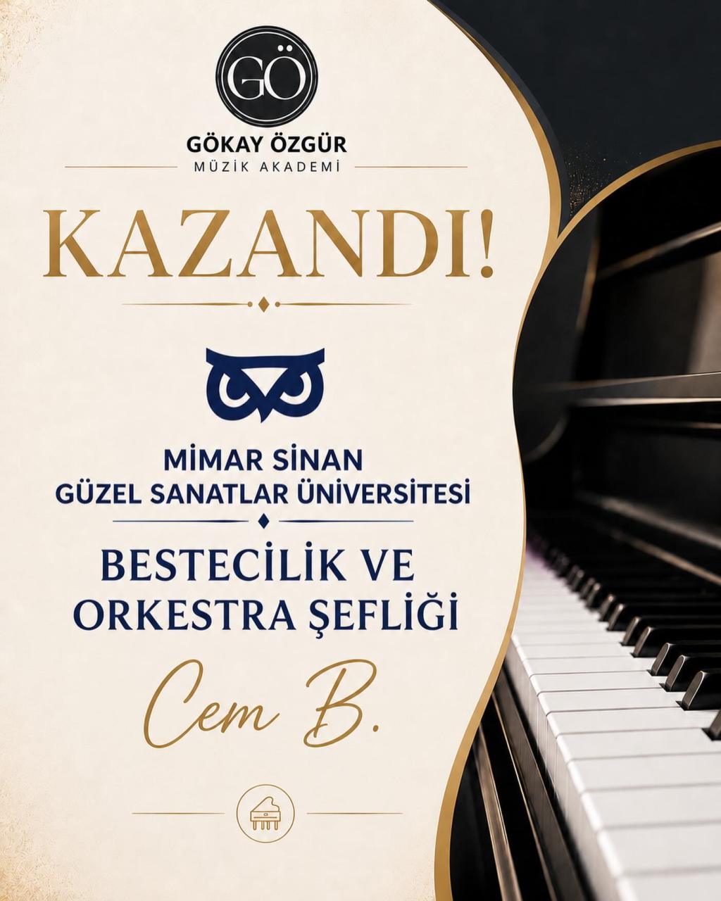 Cem’den MSGSÜ Devlet Konservatuvarı Bestecilik ve Orkestra Şefliği Başarısı